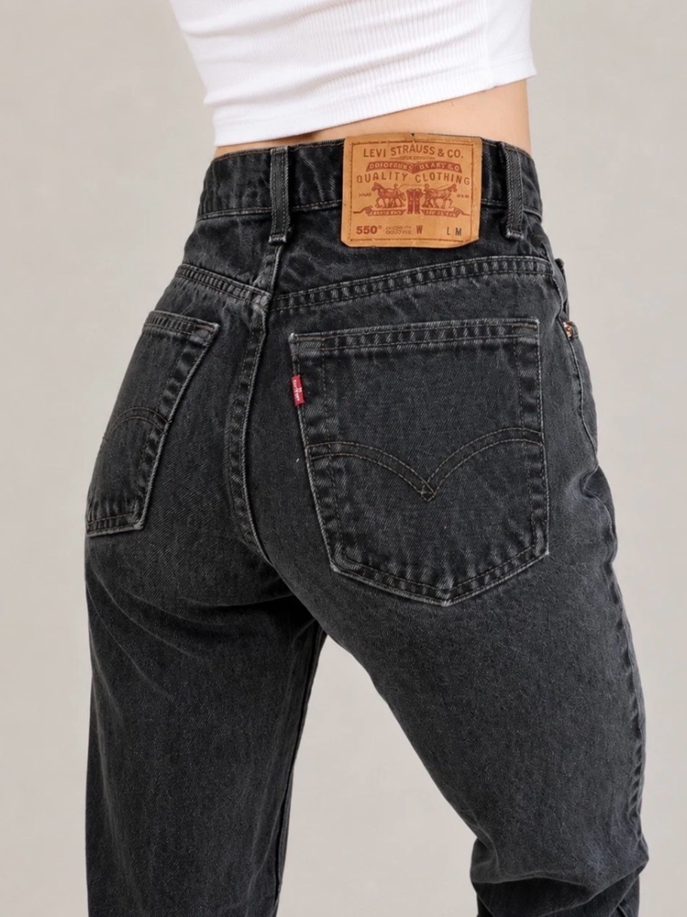 Levi's High-Rise Washed Black Mom Jeans